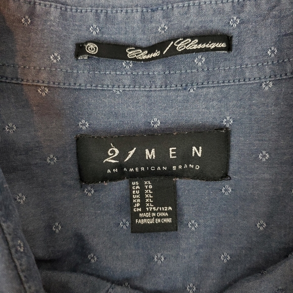 Forever 21 Men Classic Fit Petite Floral Grid Dot Button Up Shirt XL Mens - Picture 12 of 13